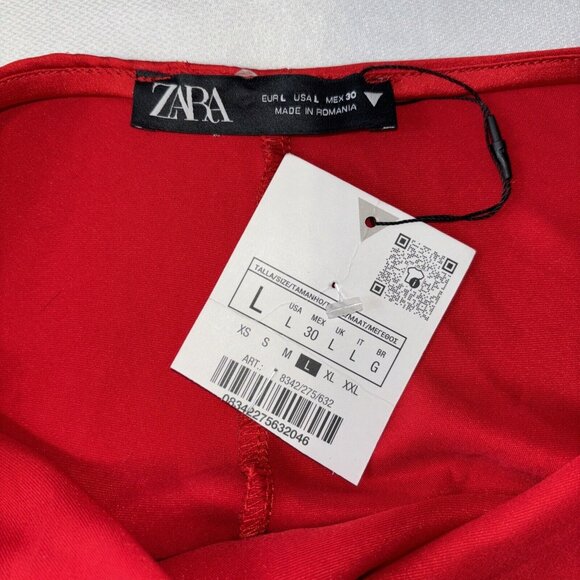 NWT ZARA Scarlet Red Thick Satin Open Back Straps Long Dress Women's Sz L - Picture 8 of 16